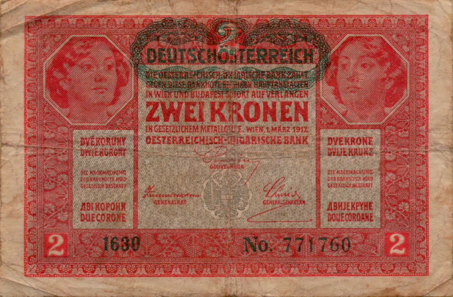 Austria 2 1919 VF P-50